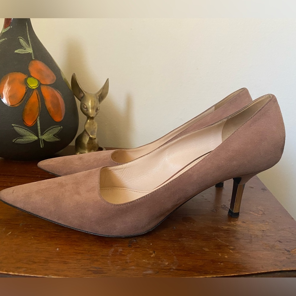 Prada Suede Brown-Pink Pointed Toe Heels / 38.5
